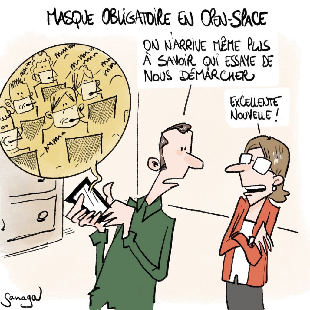 dessin presse humour coronavirus image drôle covid-19 obligation port du masque entreprise