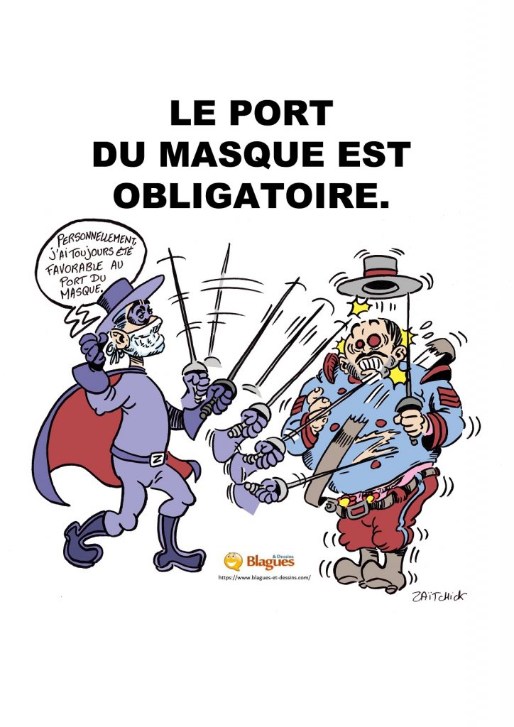 dessin presse humour affiche port du masque image drôle Zorro coronavirus