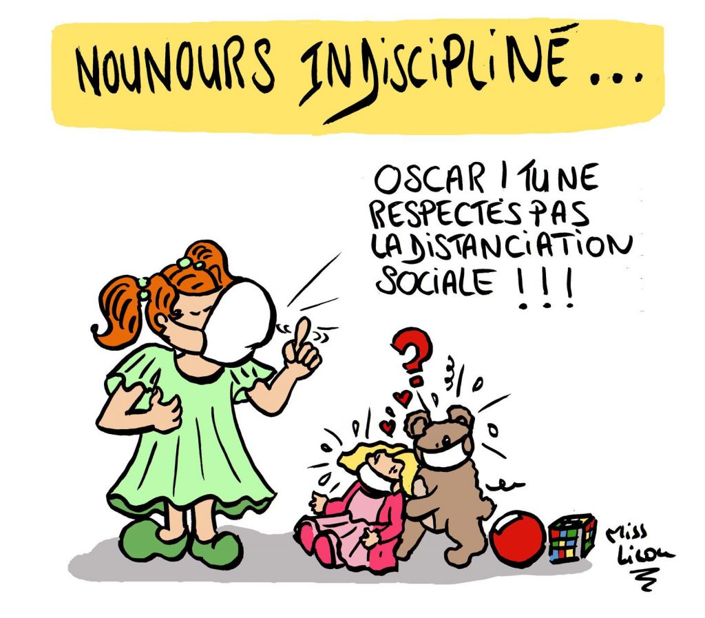 blague dessin coronavirus humour image drôle nounours distanciation sociale