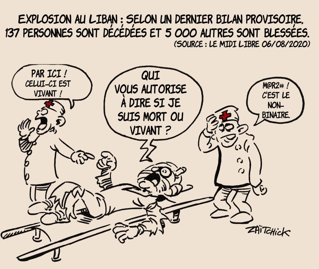 dessin presse humour Beyrouth image drôle Beirut explosion non-binaire