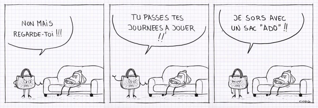 gag image drôle couples dessin blague humour sacs à dos ados