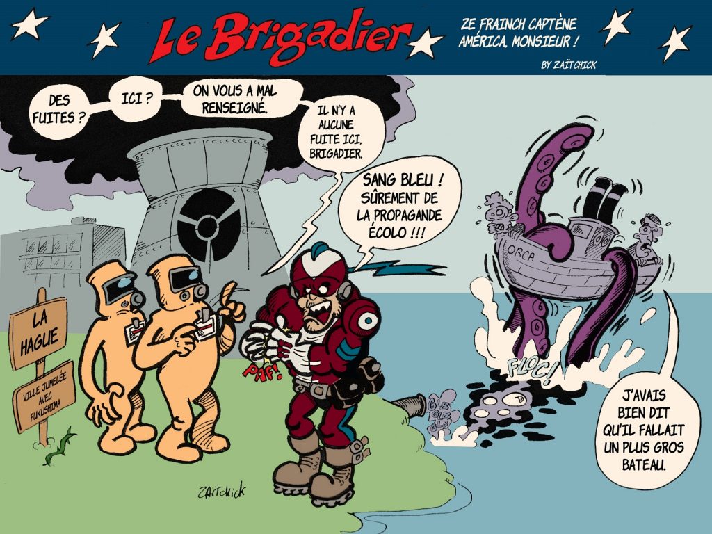 image drôle dessin humour flic brigadier racaille La Hague fuite nucléaire