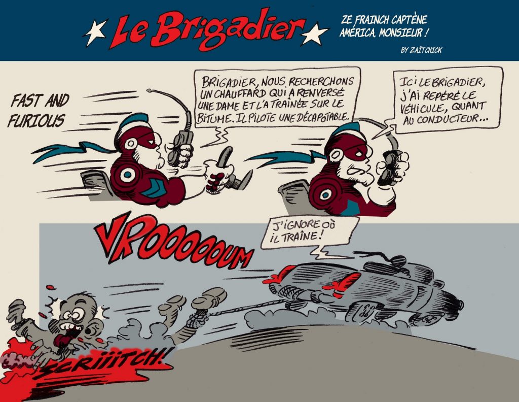 image drôle incivilités dessin humour flic brigadier racailles chauffards voitures Axelle Dorier