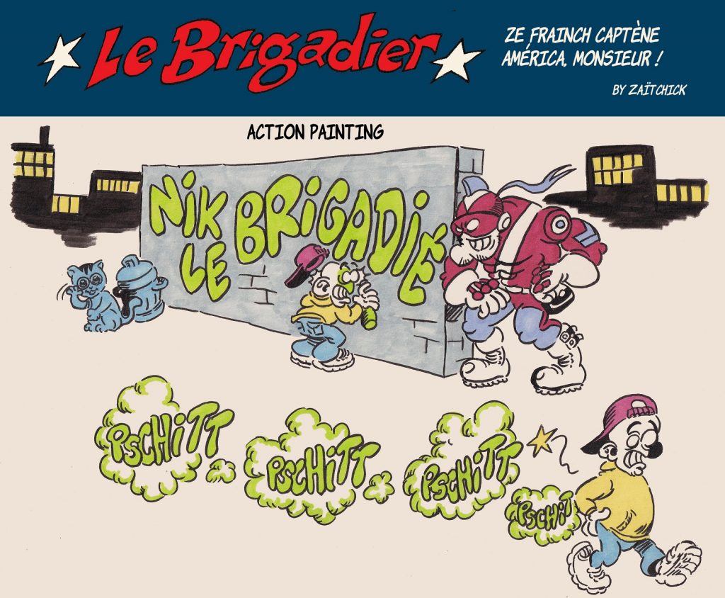 image drôle tagueur dessin humour flic brigadier fripouilles graffitis