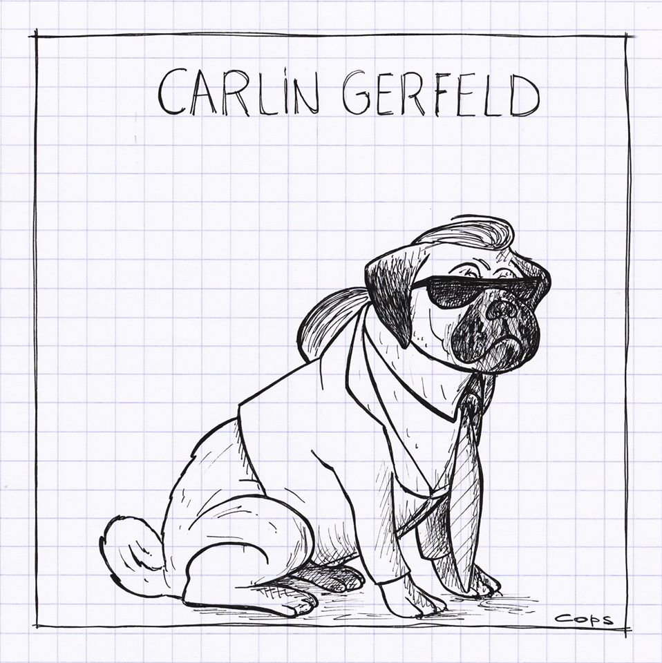 gag image drôle chien Carlin dessin blague humour Karl Lagerfeld