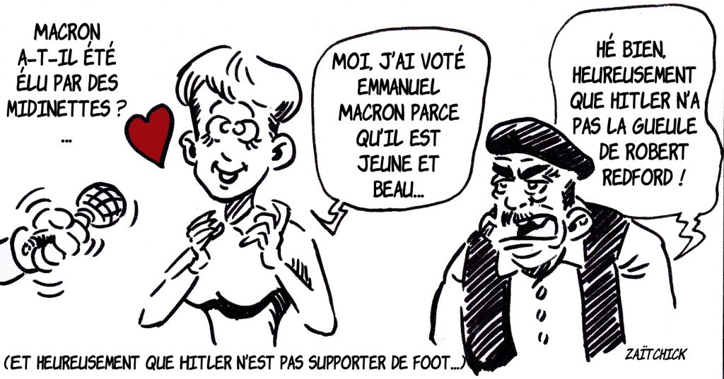 dessin presse humour électorat Emmanuel Macron image drôle midinettes