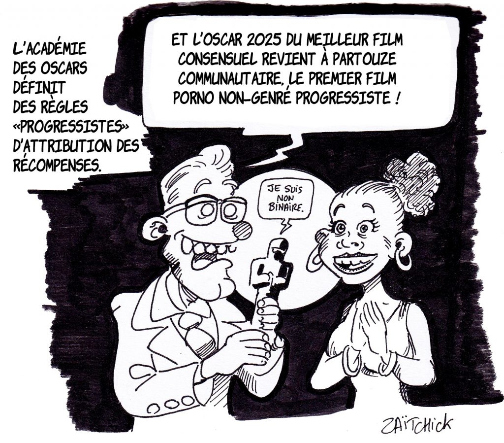 dessin presse humour progressisme cinéma image drôle partouze communautaire