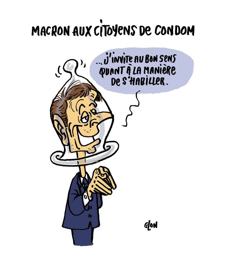 image drôle Emmanuel Macron dessin humoristique tenue vestimentaire