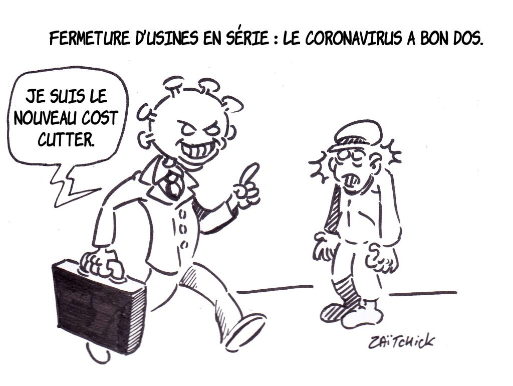 dessin presse humour coronavirus covid-19 image drôle fermeture Bridgestone