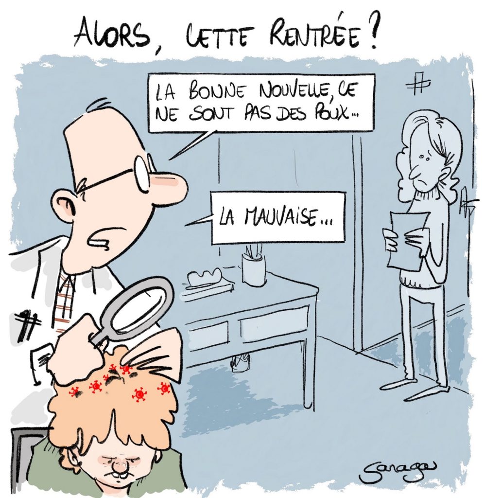 dessin presse humour coronavirus covid-19 image drôle poux rentrée scolaire