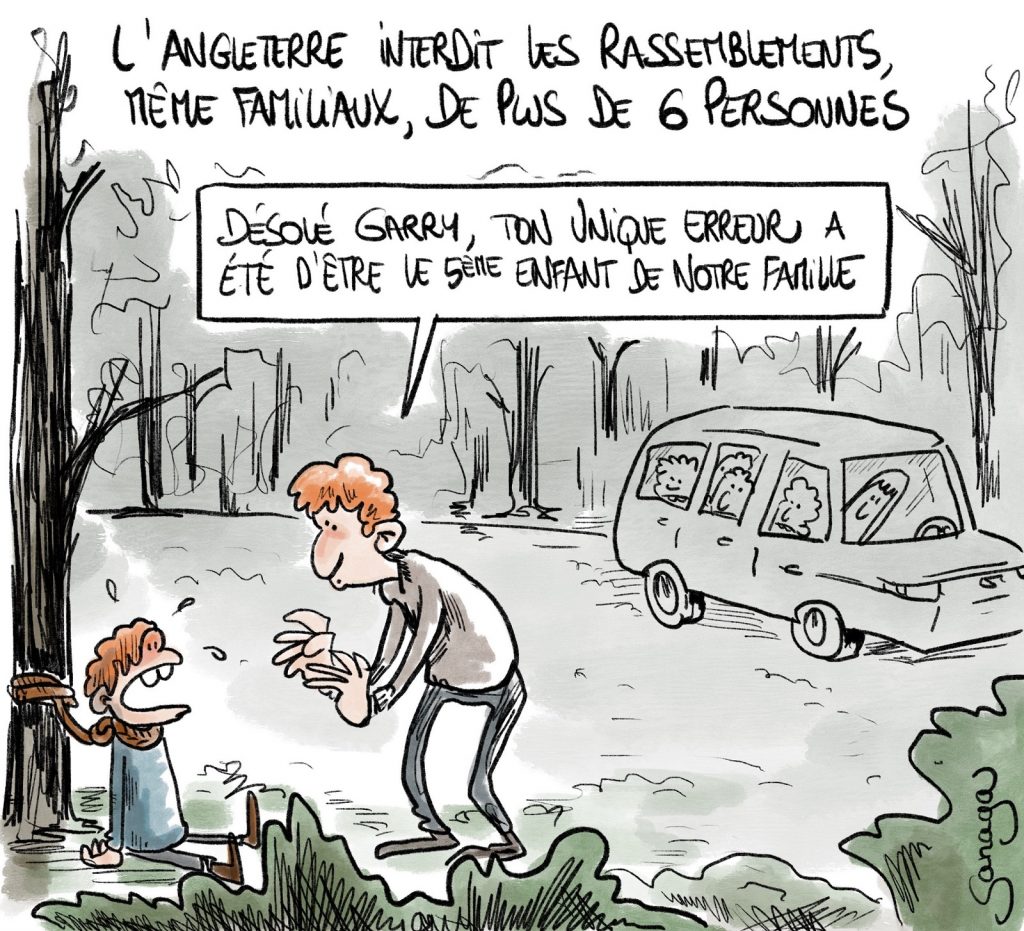 dessin presse humour coronavirus covid-19 image drôle rassemblements Angleterre