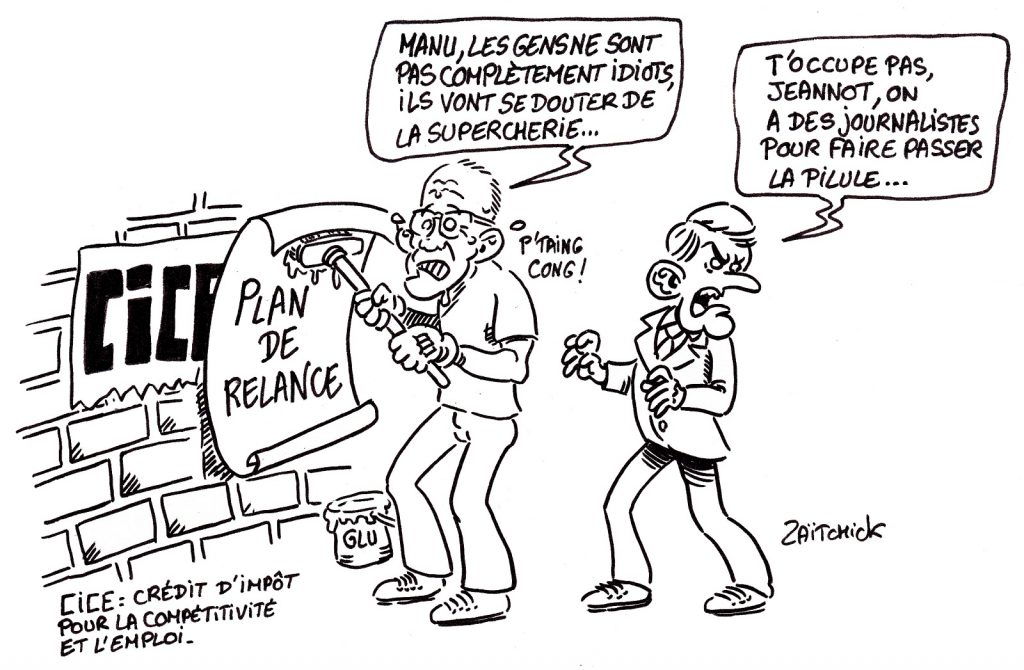 dessin presse humour coronavirus covid-19 image drôle plan de relance Jean Castex Emmanuel Macron