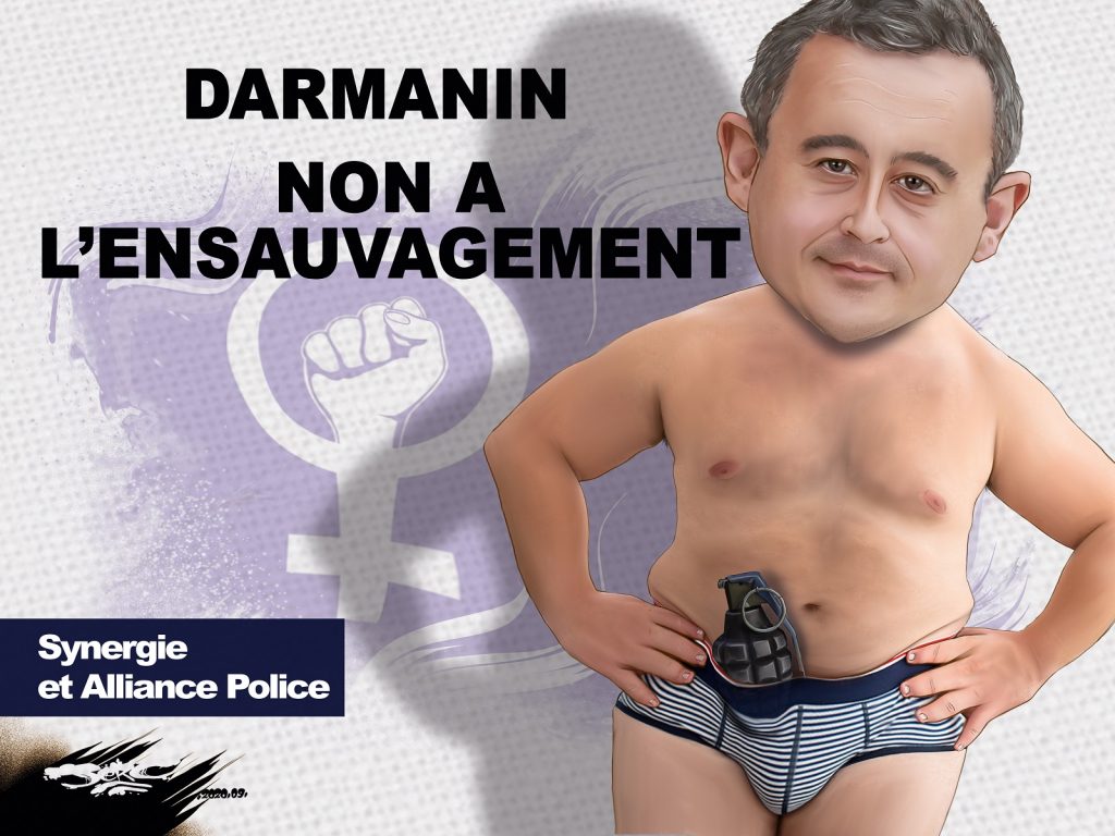 dessin presse humour Gérald Darmanin drôle slip ensauvagement