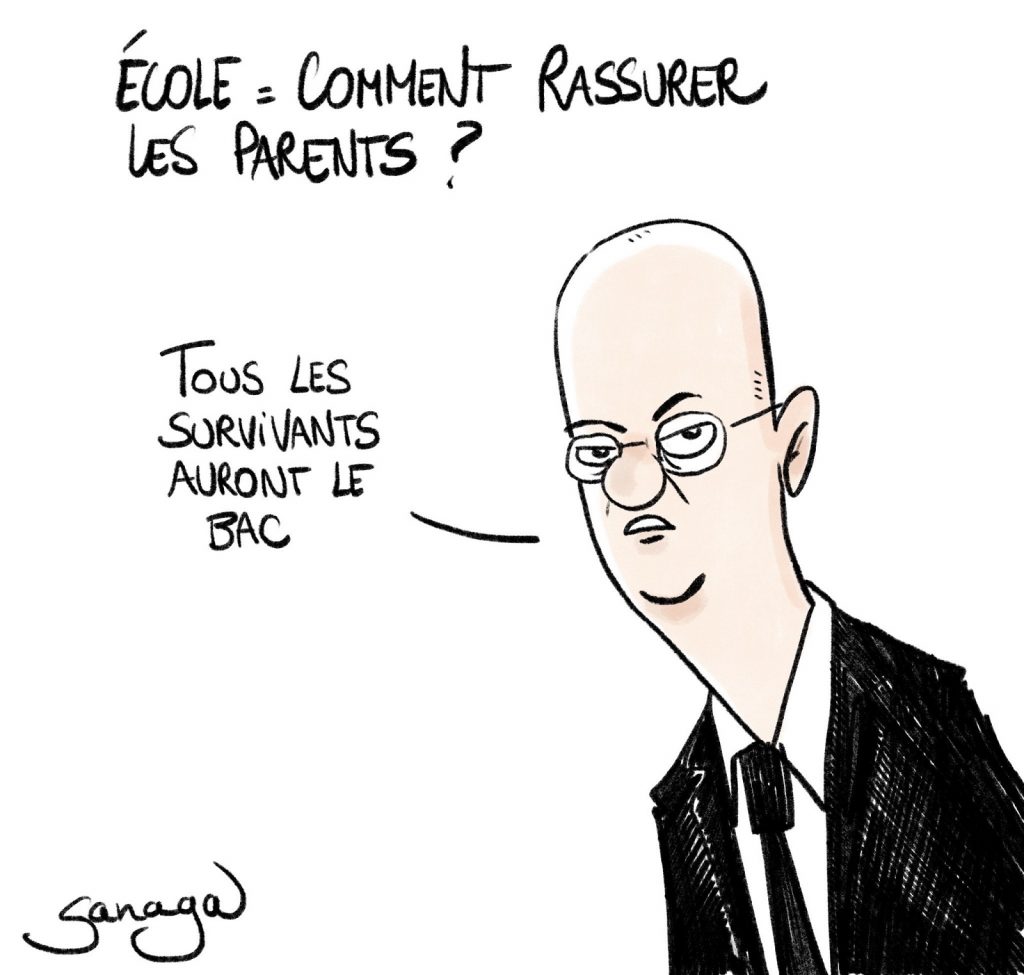 dessin presse humour Jean-Michel Blanquer image drôle survivants coronavirus Baccalauréat