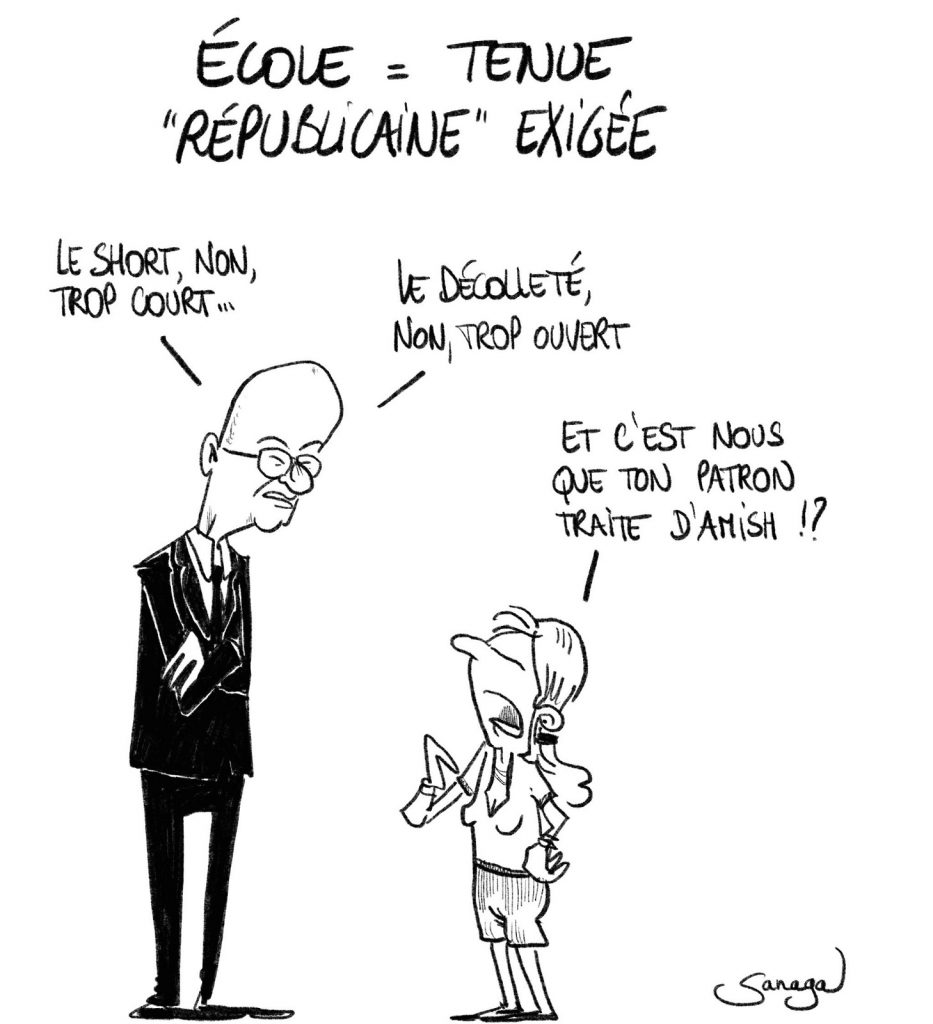 dessin presse humour Jean-Michel Blanquer image drôle école tenue républicaine