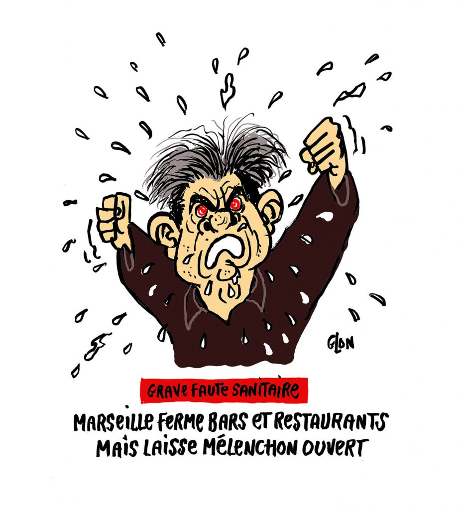 dessin presse humour Jean-Luc Mélenchon image drôle coronavirus Marseille