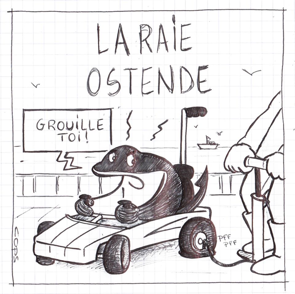 gag image drôle raie dessin blague humour arrêt au stand Ostende formule 1
