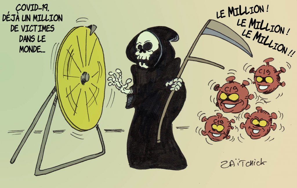 dessin presse humour coronavirus covid-19 image drôle million victimes monde