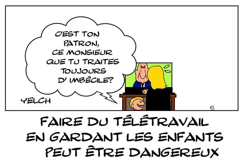 dessins humour danger télétravail image drôle enfants patron