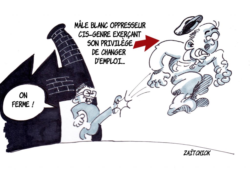 dessin presse humour privilège blanc image drôle mondialisation licenciements