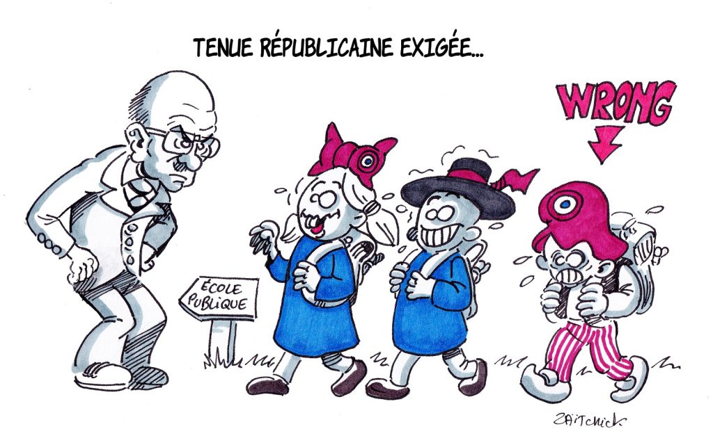 dessin presse humour image drôle Jean-Michel Blanquer tenue républicaine