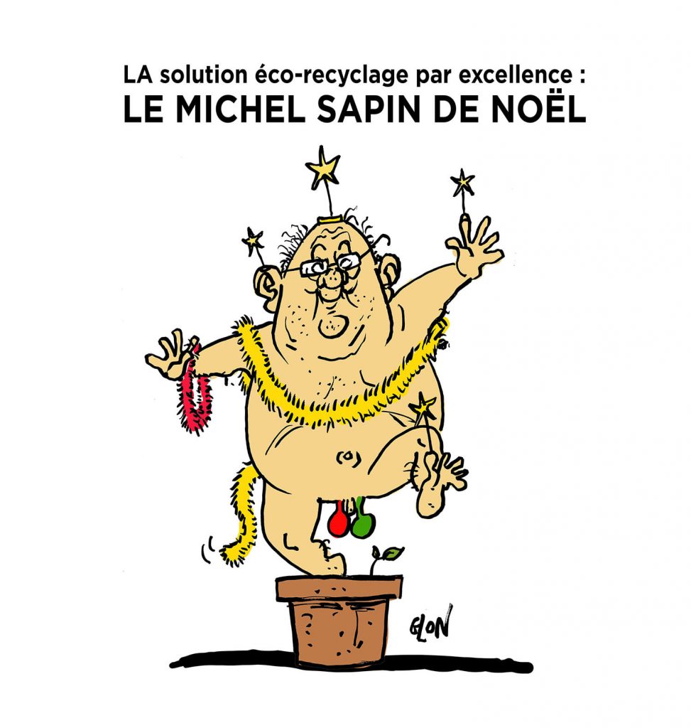image drôle Michel Sapin de Noël dessin humoristique actualité écologie Pierre Hurmic
