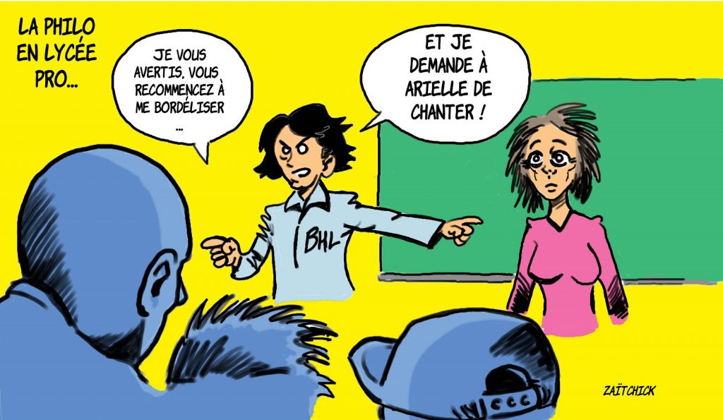 dessin presse humour philosophie lycée professionnel image drôle Bernard-Henri Lévy Arielle Dombasle