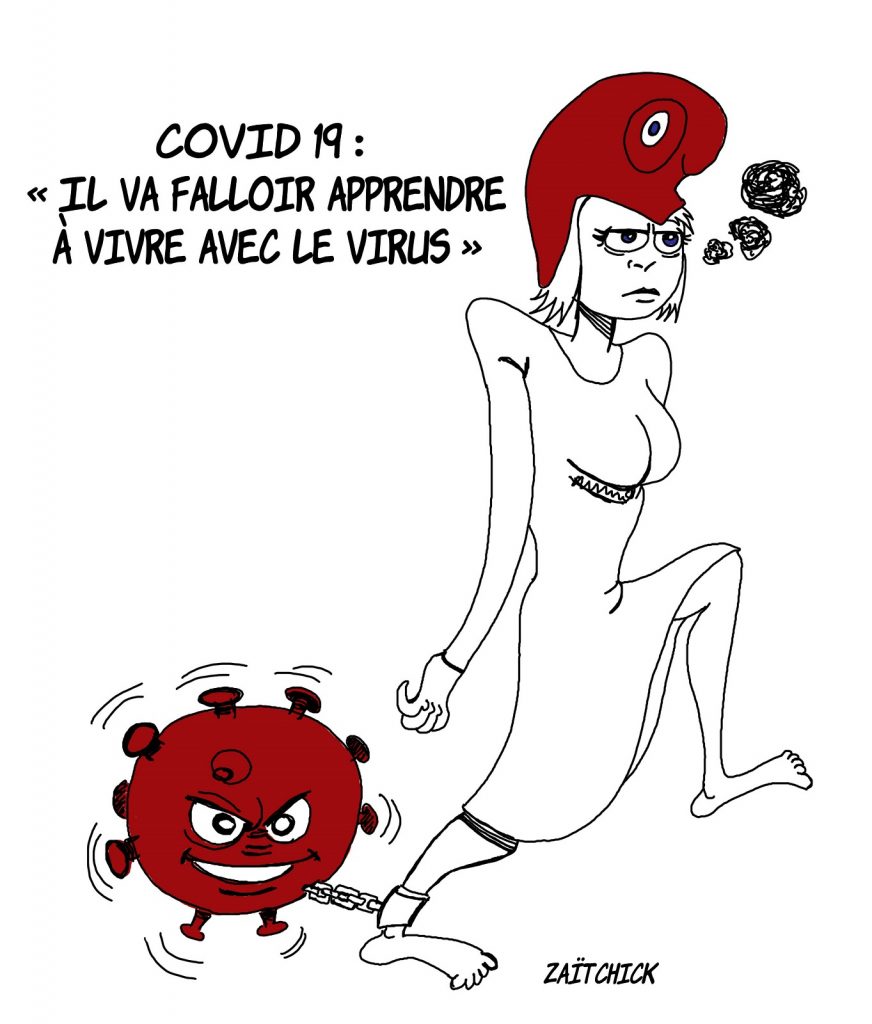 dessin presse humour coronavirus covid-19 image drôle vivre avec virus