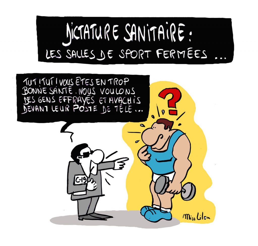 dessin presse humour coronavirus covid19 image drôle fermeture salles sport