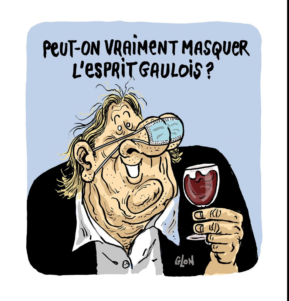 dessin presse humour Gérard Depardieu image drôle coronavirus port masque