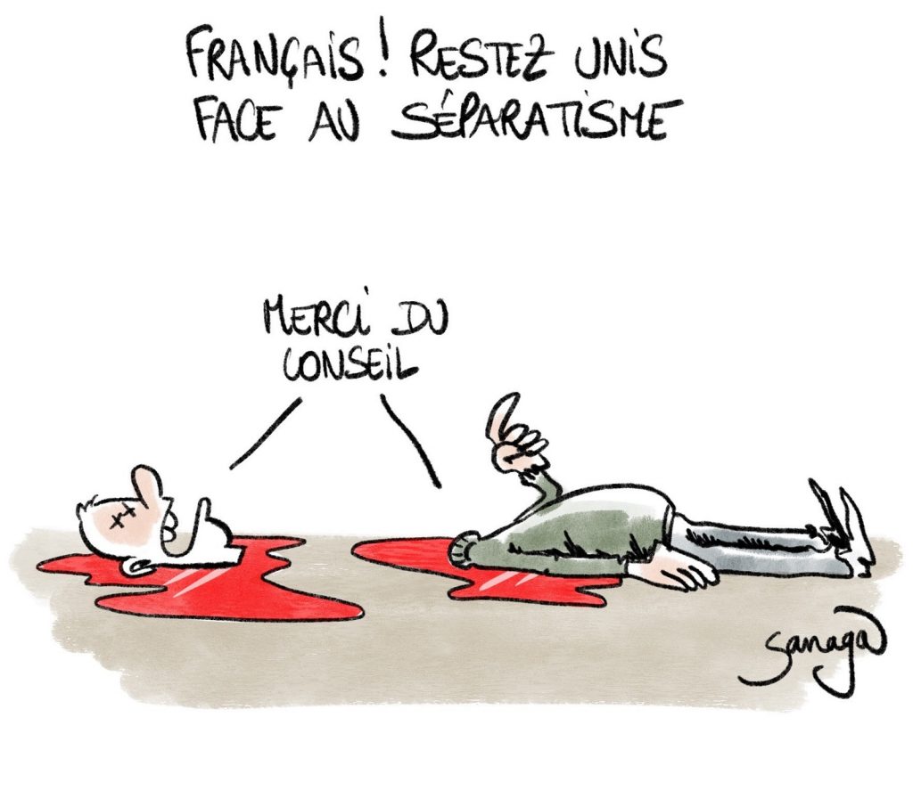 dessin presse humour Samuel Paty image drôle décapitation séparatisme français unité