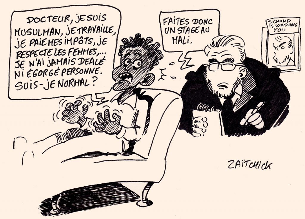 dessin presse humour musulman normalité image drôle Conflans attentat Samuel Paty