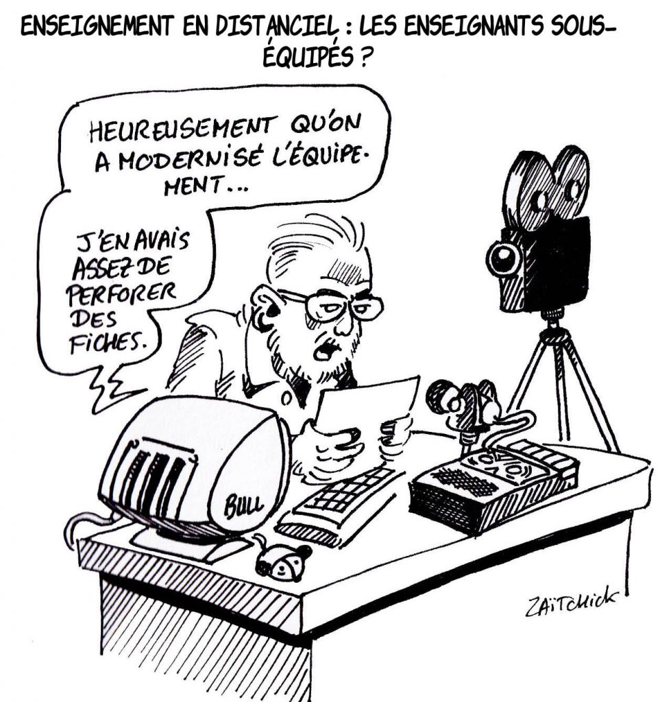 dessin presse humour télé-enseignement image drôle distanciel modernisation