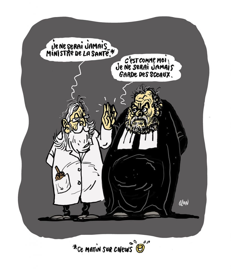 dessin presse humour Didier Raoult ministre santé image drôle Éric Dupond-Moretti Garde des Sceaux