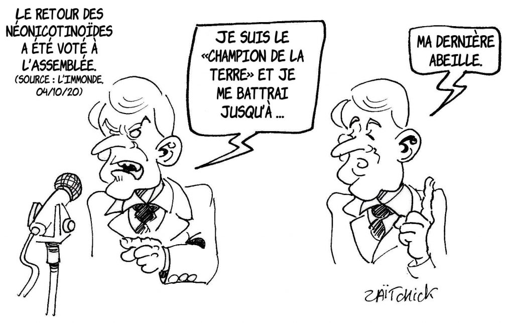 dessin presse humour Emmanuel Macron image drôle abeilles néonicotinoïdes