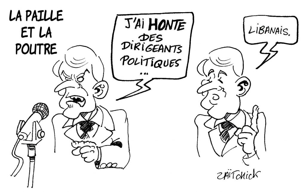 dessin presse humour Emmanuel Macron image drôle dirigeants politiques Liban