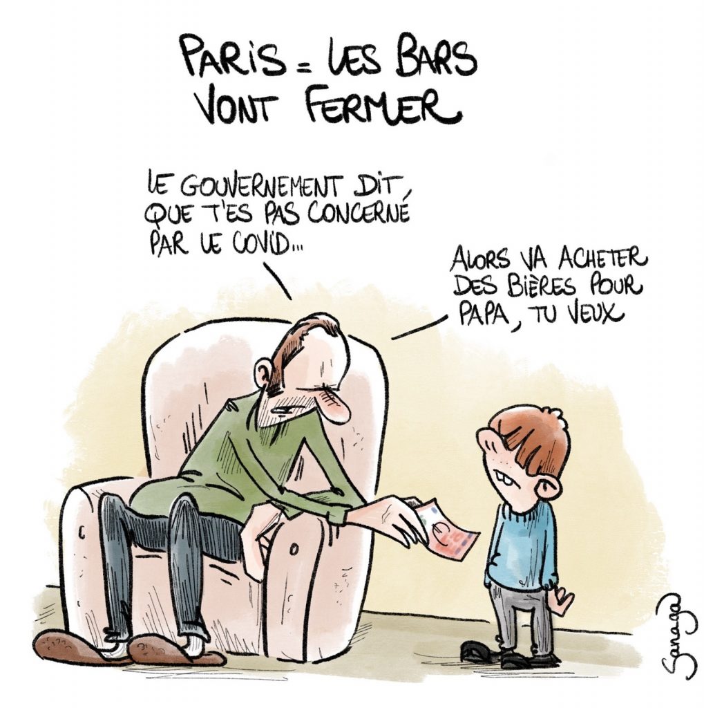 dessin presse humour coronavirus covid-19 image drôle fermeture bars Paris