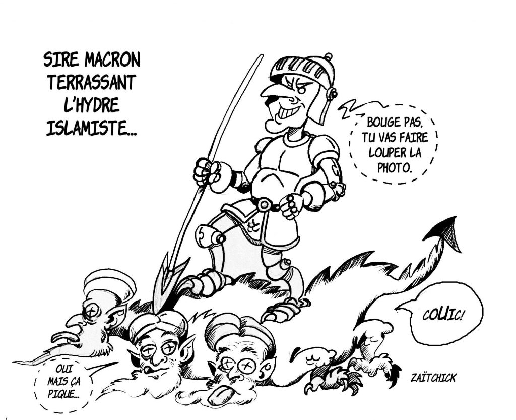 dessin presse humour Emmanuel Macron image drôle séparatisme islamisme