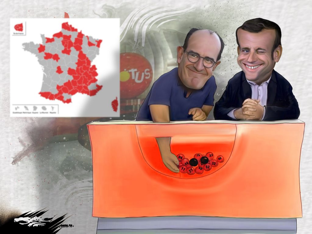 dessin presse humour coronavirus couvre-feu image drôle Emmanuel Macron Jean Castex