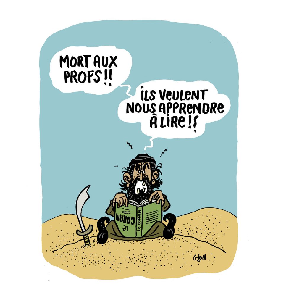 dessin presse humour islamiste terrorisme image drôle lecture école professeur
