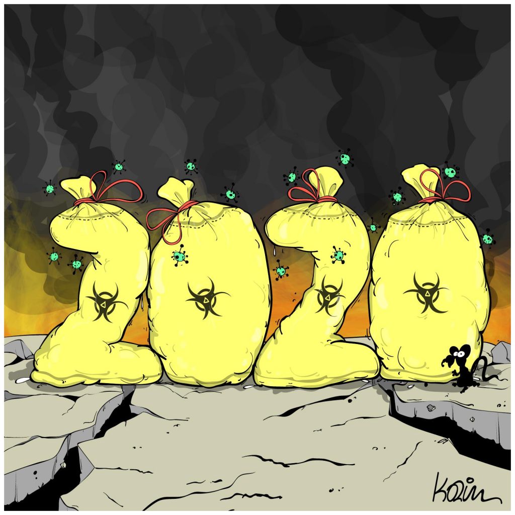 dessin presse humour année 2020 image drôle déchets biologiques