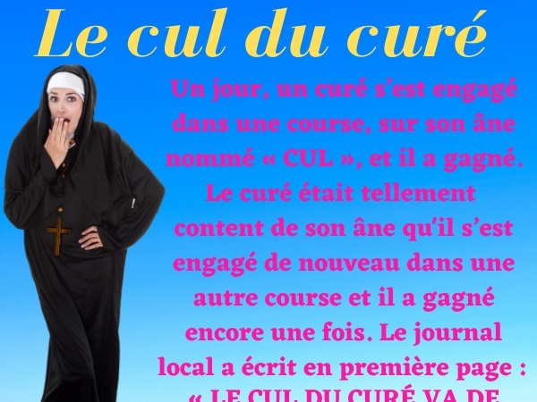 humour, blague âne, blague curé, blague évêque, blague opinion publique, blague journal, blague cul