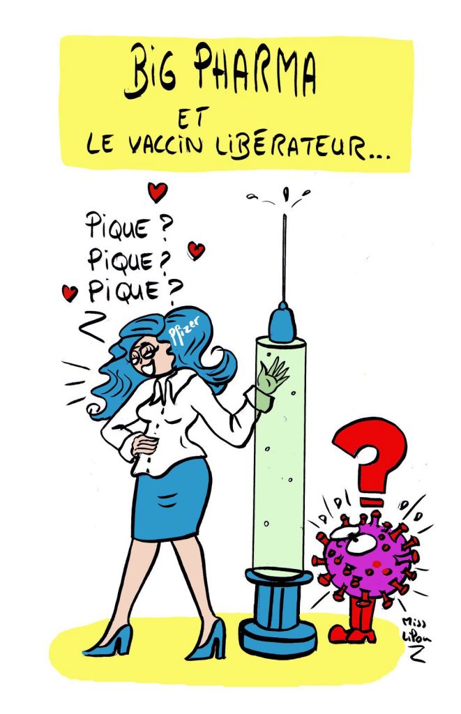 dessin presse humour coronavirus covid-19 image drôle confinement vaccin Pfizer