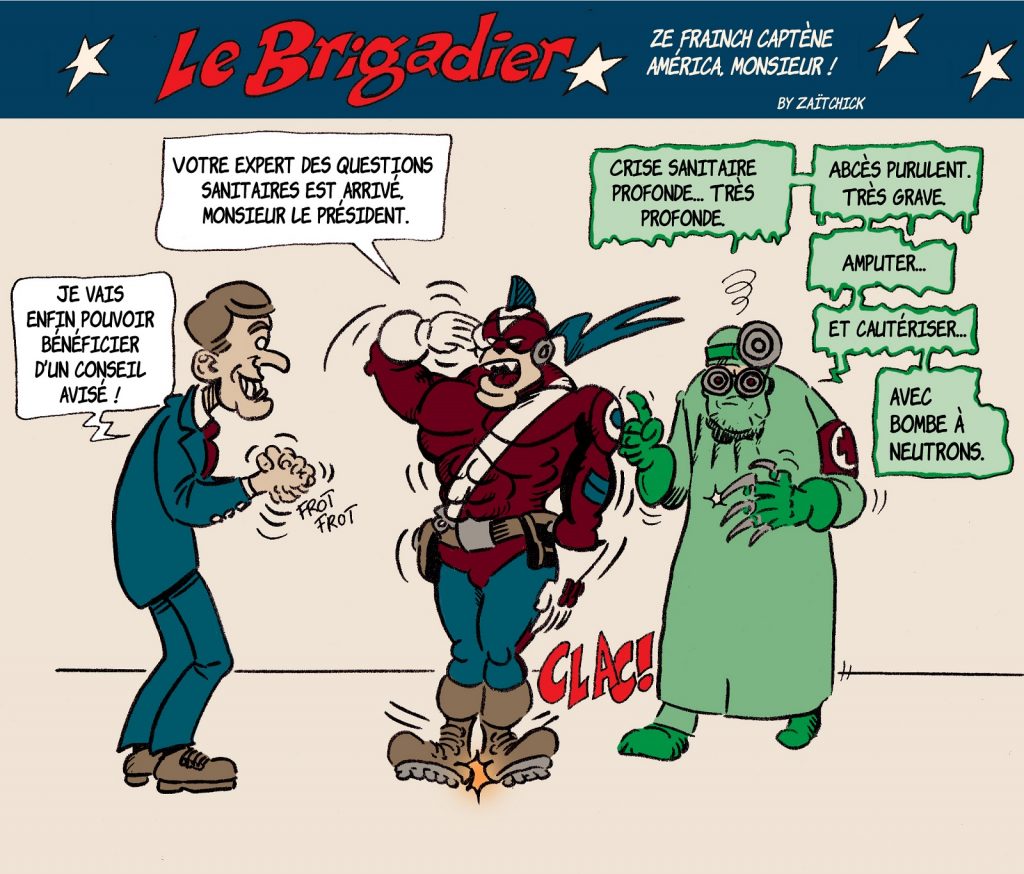 image drôle Le Brigadier dessin humour coronavirus Emmanuel Macron crise sanitaire