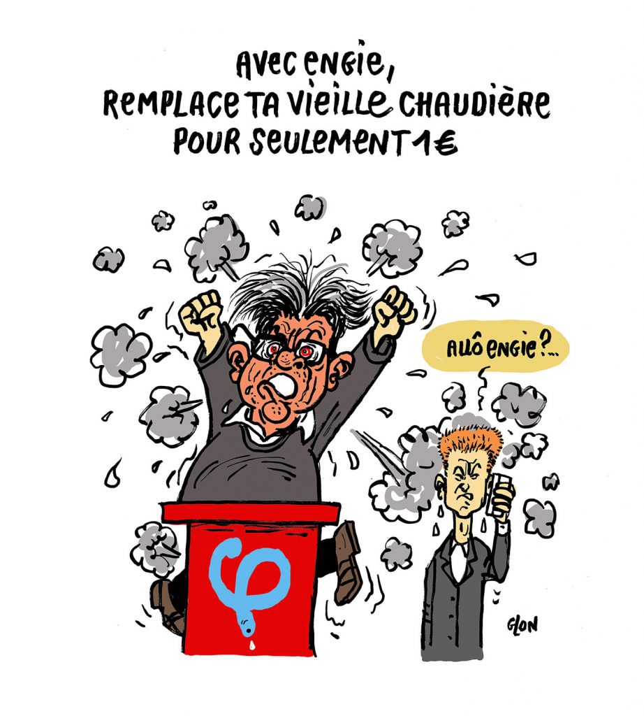 dessin presse humour Jean-Luc Mélenchon image drôle élections candidature chaudière