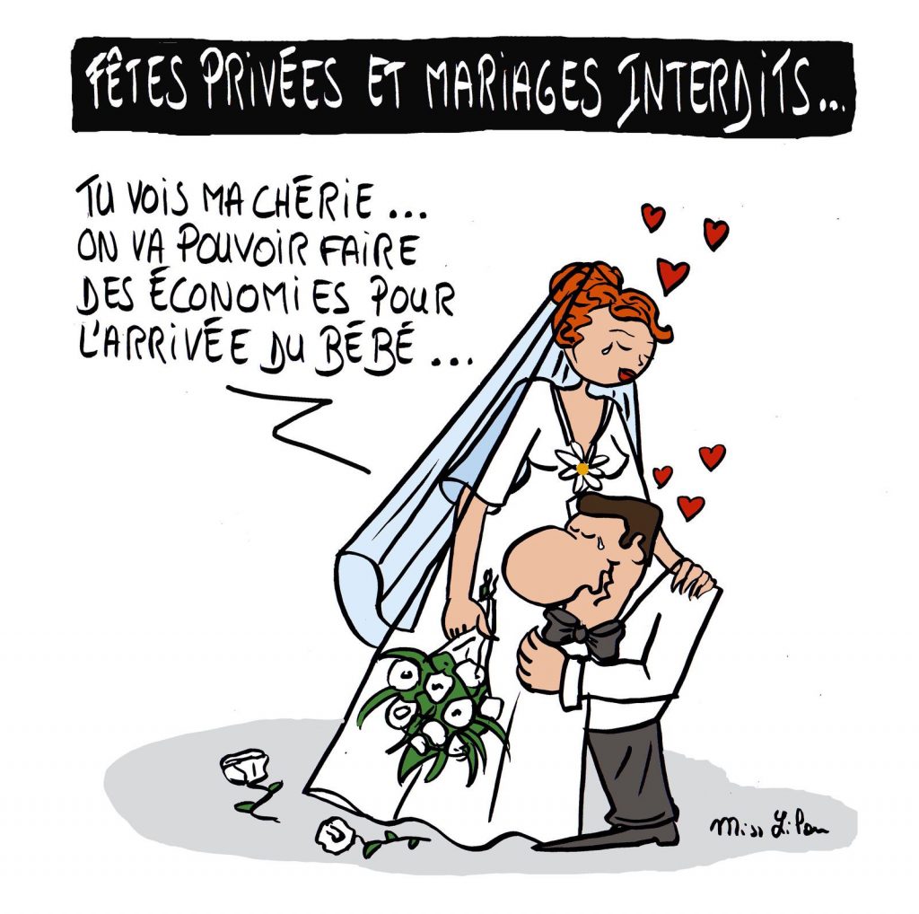 dessin presse humour coronavirus covid-19 image drôle confinement mariages