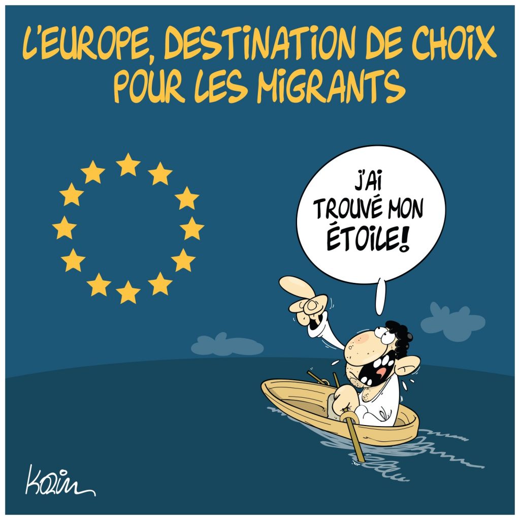 dessin presse humour migrants Europe image drôle choix destination