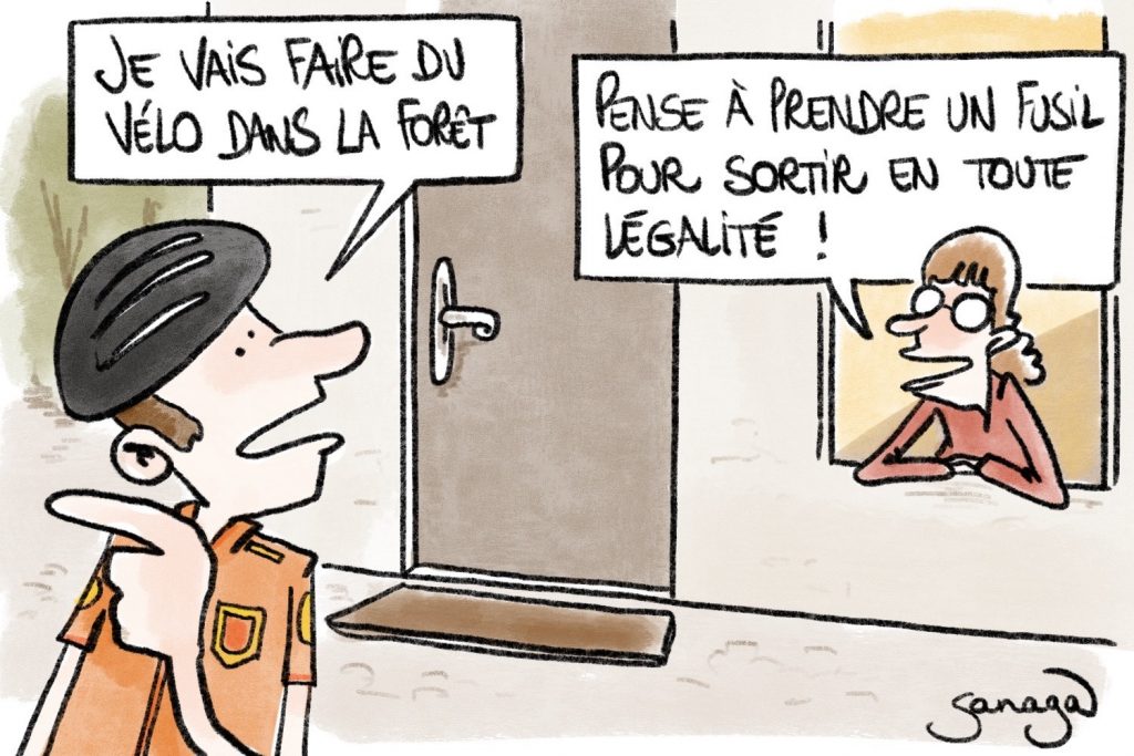 dessin presse humour coronavirus confinement image drôle dérogation chasse