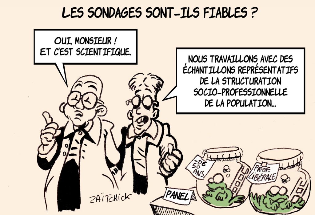 dessin presse humour sondage sondeurs image drôle échantillon représentatif panel