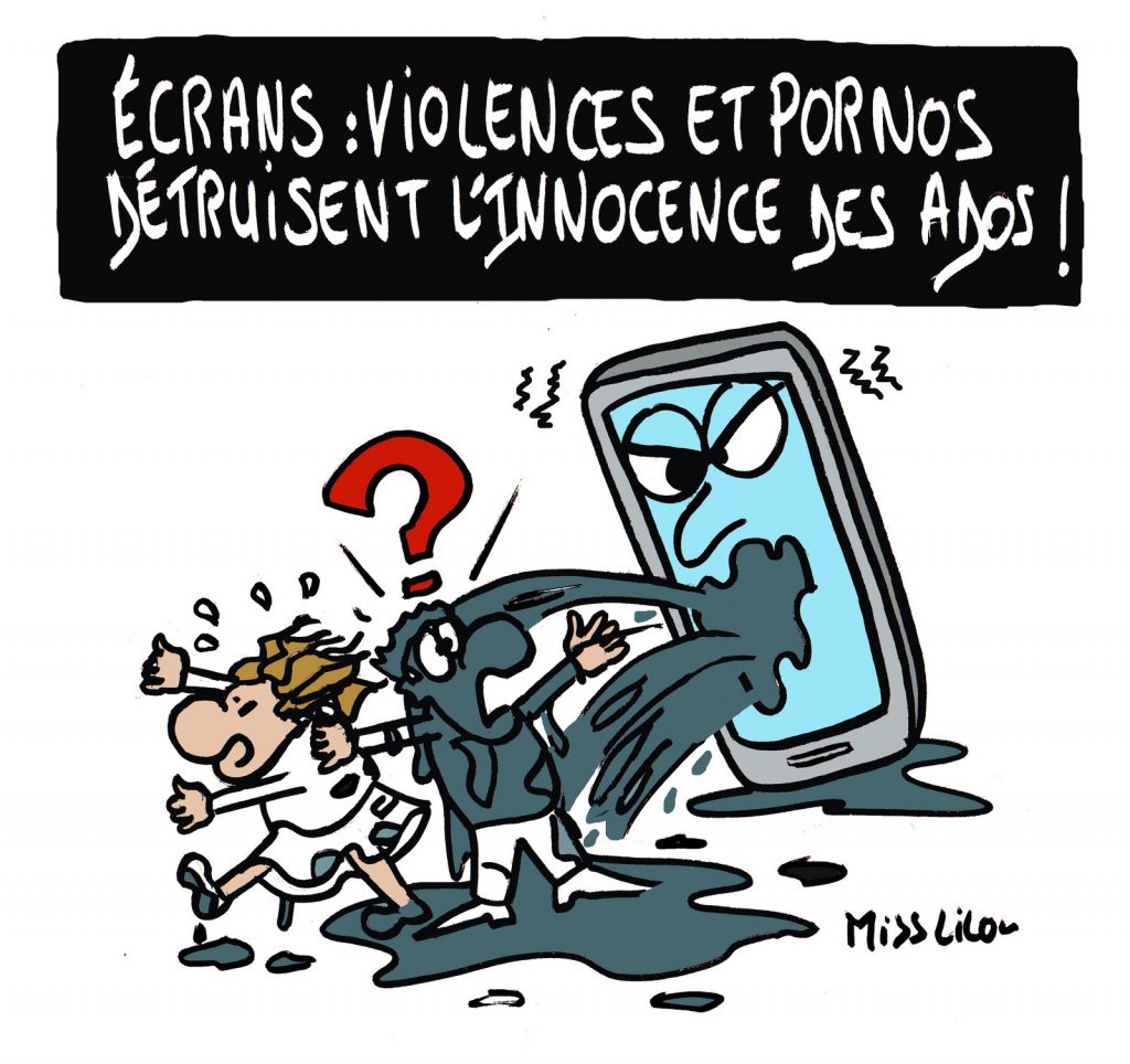 dessin presse humour écrans adolescents image drôle violence porno innocence